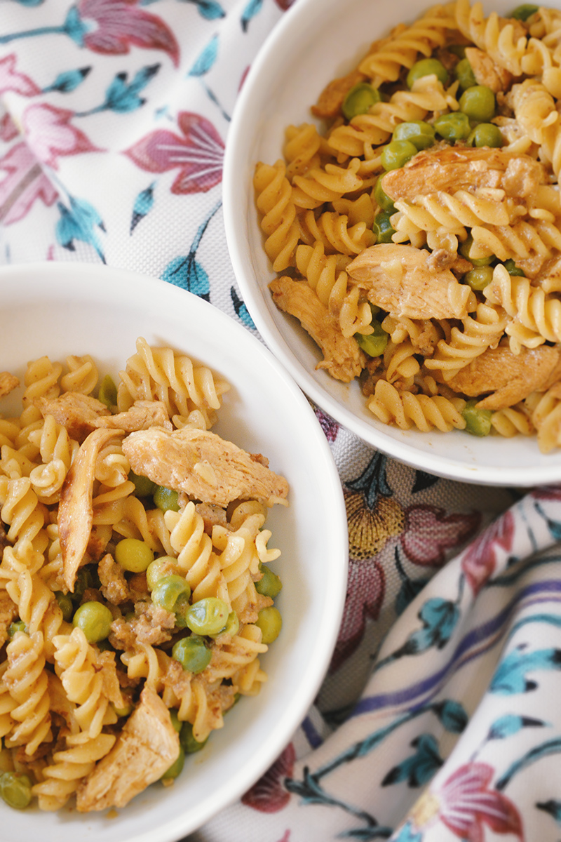 Recipe for cooking a healthy penne chick-burger pasta